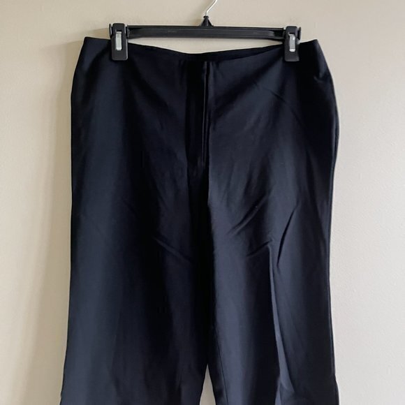 EILEEN FISHER WIDE LEG BLACK ANKLE CROP PANTS WOMENS SIZE S PETITE WORK - Picture 2 of 5